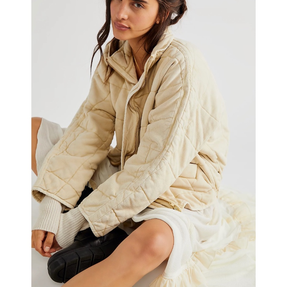 Free People Cream Quilted Puffer Jacket - Picture 6 of 15